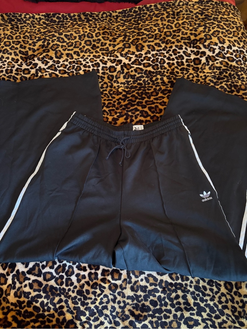 Adidas Black Track Pants with White Piping